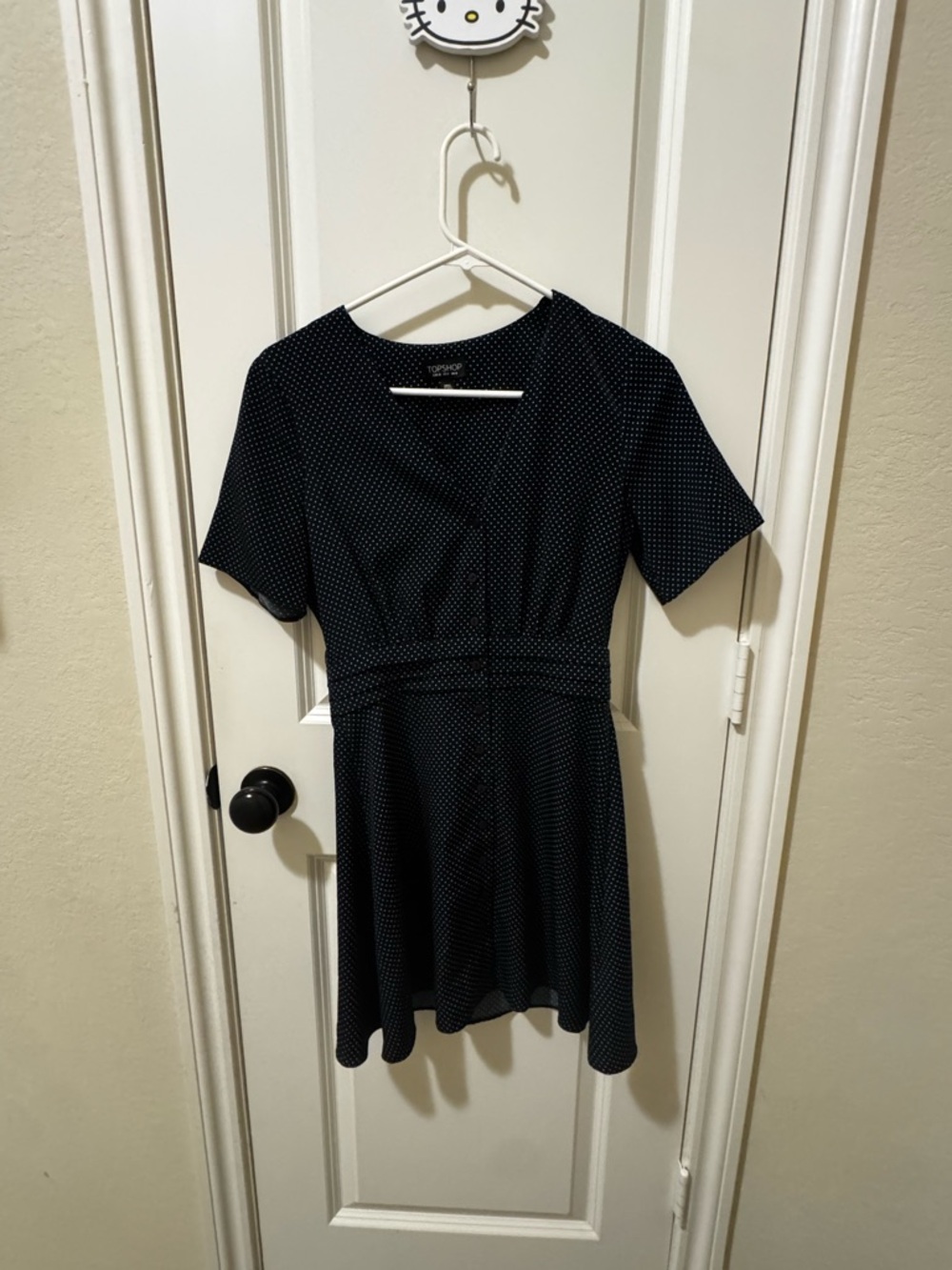 Topshop Navy Blue Dress with Yellow Polka Dots